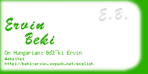 ervin beki business card